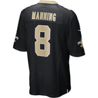 Johmsee NO.Saints #8 Archie Manning Black Game Retired Player Jersey
