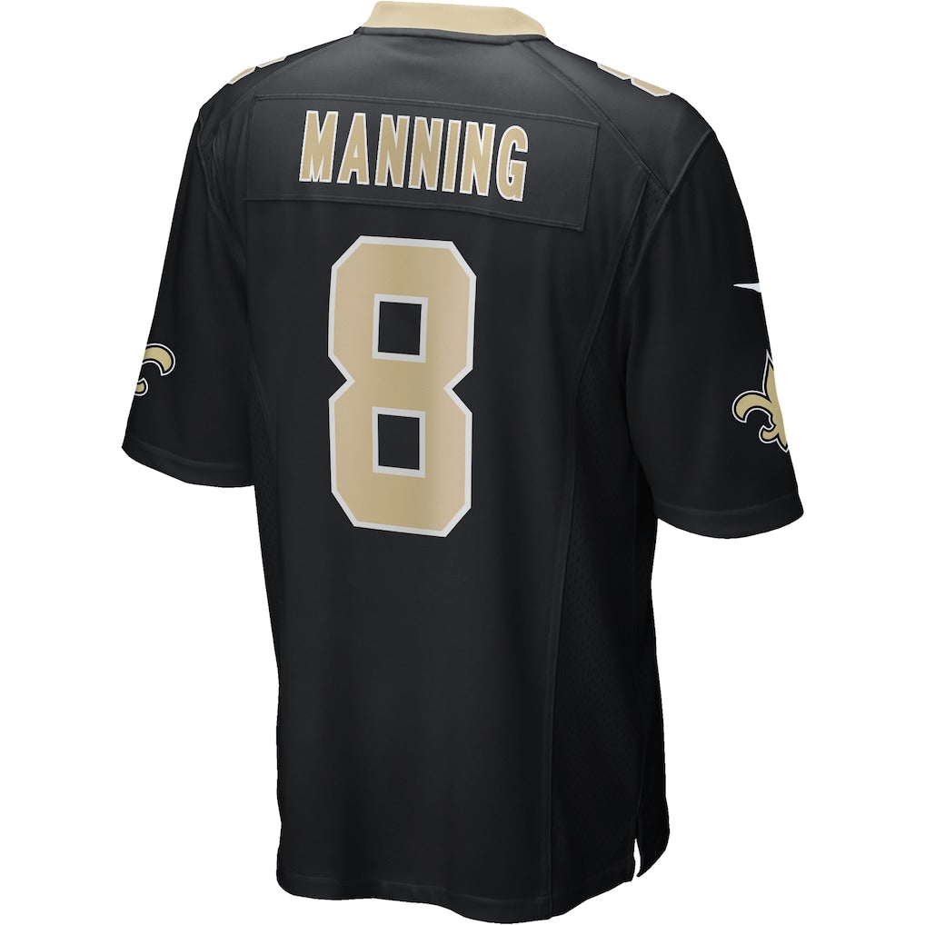 Johmsee NO.Saints #8 Archie Manning Black Game Retired Player Jersey