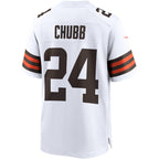 Johmsee C.Browns #24 Nick Chubb White Game Jersey