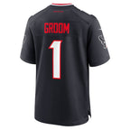 Johmsee H.Texans #1 Groom Navy Game Jersey