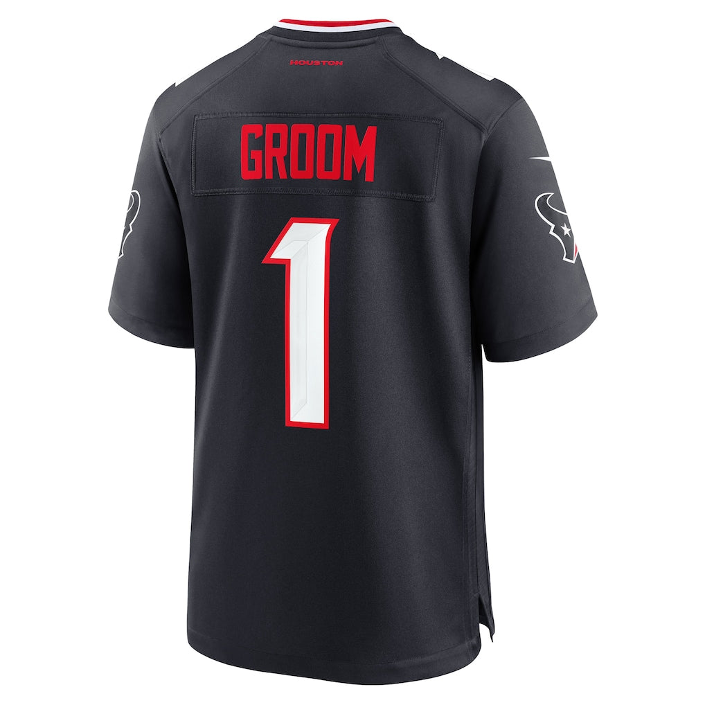 Johmsee H.Texans #1 Groom Navy Game Jersey