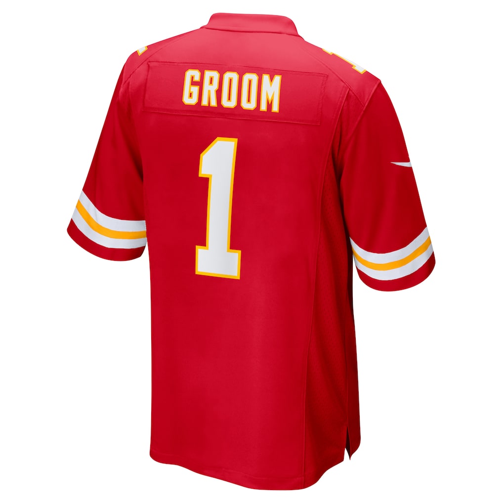 Johmsee KC.Chiefs #1 Groom Red Game Jersey