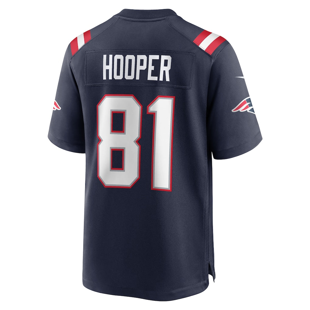 Johmsee NE.Patriots #81 Austin Hooper Navy Game Jersey