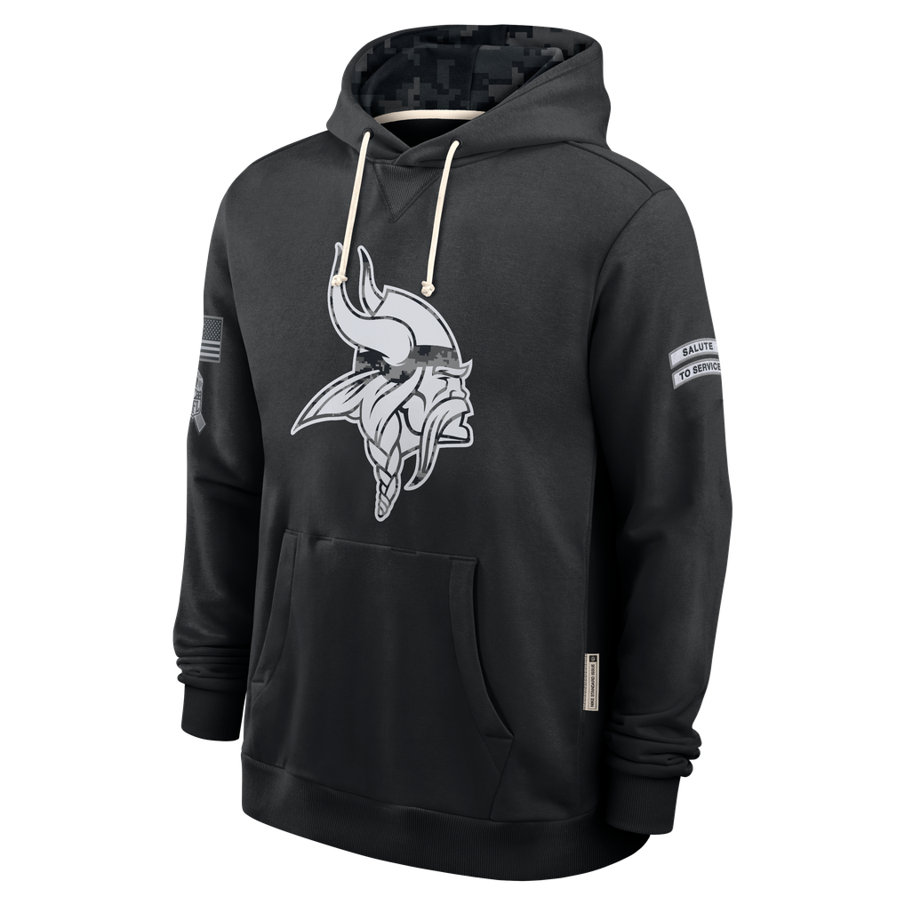 Johmsee MN.Vikings Black 2026 Salute to Service Sideline Dri-FIT Pullover Hoodie Jerseys