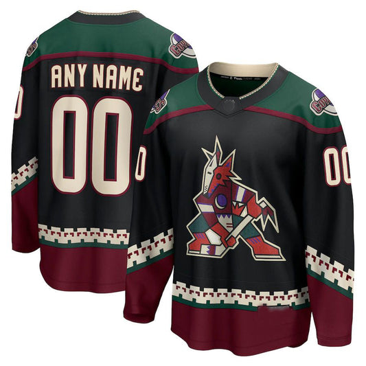 Custom A.Coyotes Fanatics Branded  Home Breakaway Jersey Black Stitched American Hockey Jerseys
