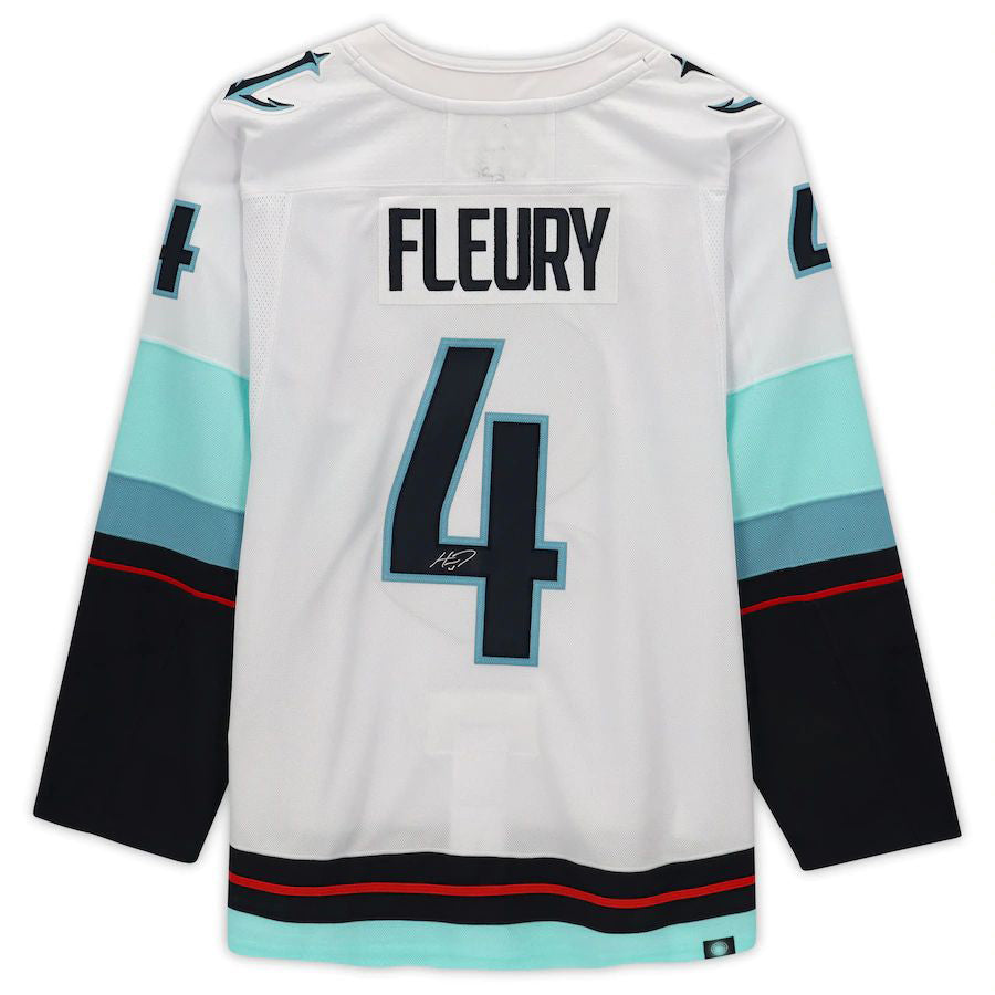 S.Kraken #4 Haydn Fleury Fanatics Authentic Autographed with Inaugural Season Patch White Stitched American Hockey Jerseys