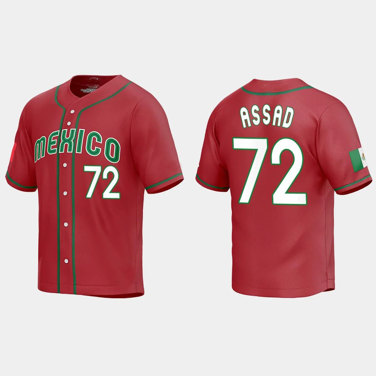 #72 JAVIER ASSAD MEXICO BASEBALL 2023 WORLD BASEBALL CLASSIC REPLICA JERSEY ¨C RED Stitches Baseball Jerseys