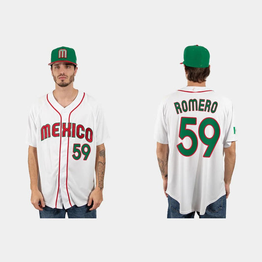 #59 JOJO ROMERO MEXICO BASEBALL 2023 WORLD BASEBALL CLASSIC JERSEY ¨C WHITE Stitches Baseball Jerseys