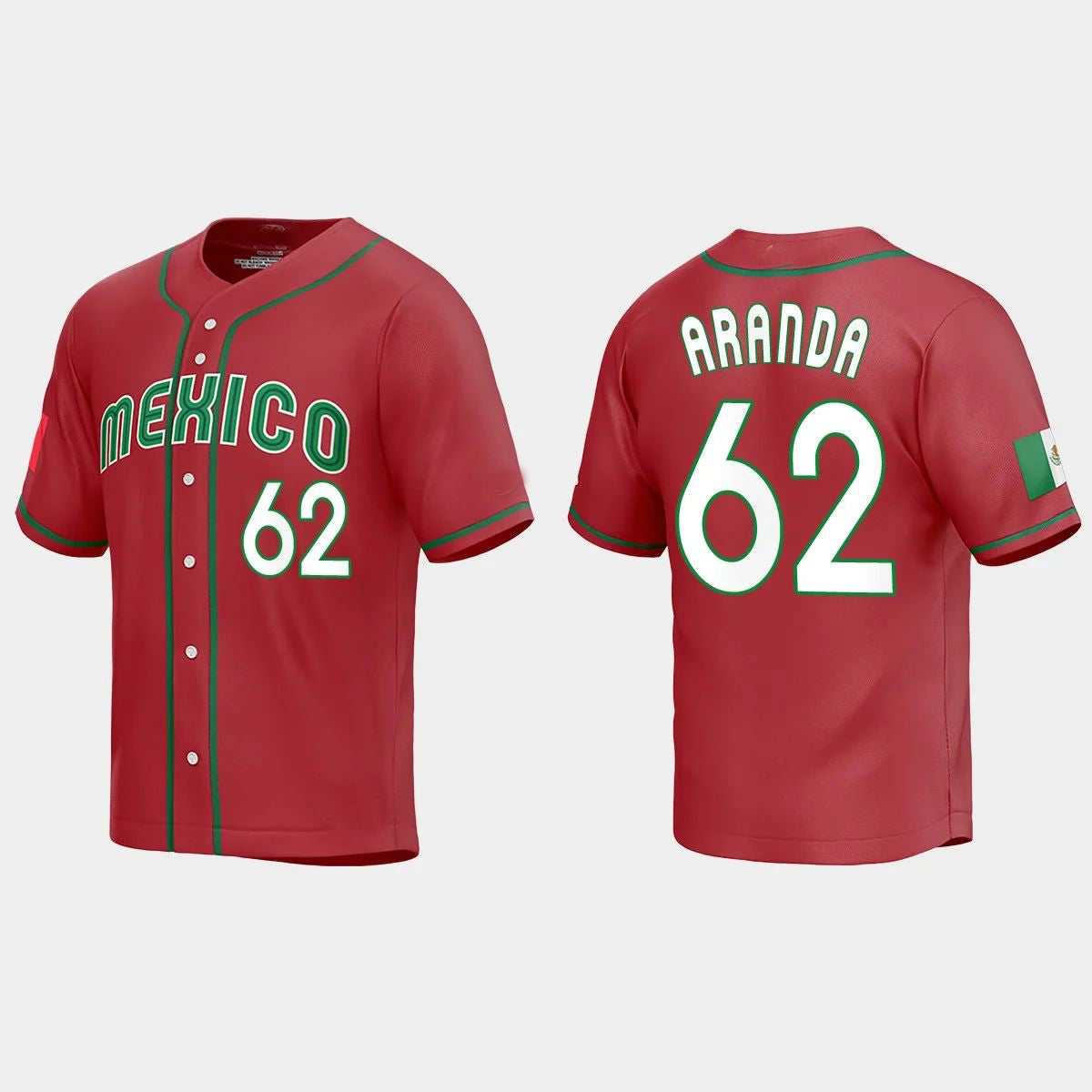 #62 JONATHAN ARANDA MEXICO BASEBALL 2023 WORLD BASEBALL CLASSIC REPLICA JERSEY ¨C RED Stitches Baseball Jerseys