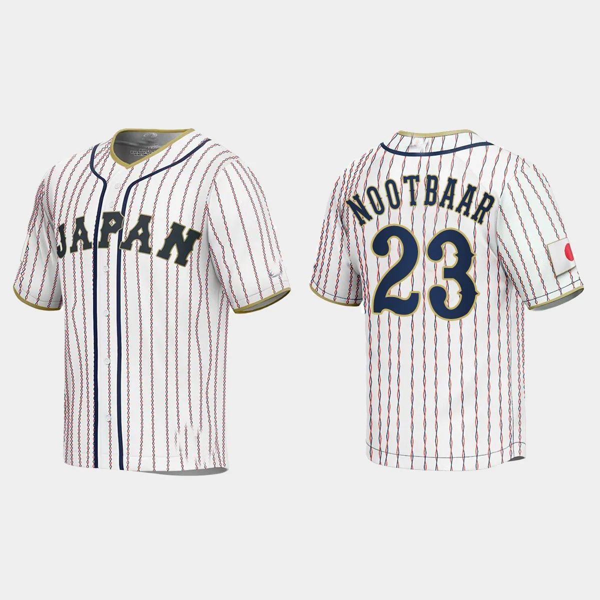 #23 LARS NOOTBAAR JAPAN BASEBALL 2023 WORLD BASEBALL CLASSIC JERSEY ¨C WHITE Stitches Baseball Jerseys