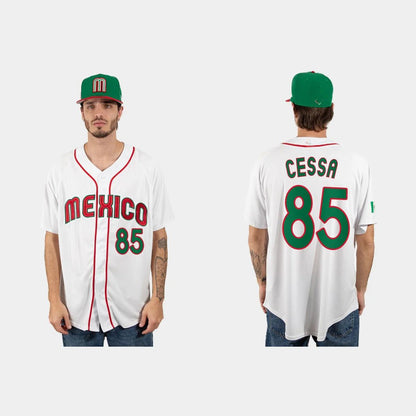 #85 LUIS CESSA MEXICO BASEBALL 2023 WORLD BASEBALL CLASSIC JERSEY ¨C WHITE Stitches Baseball Jerseys