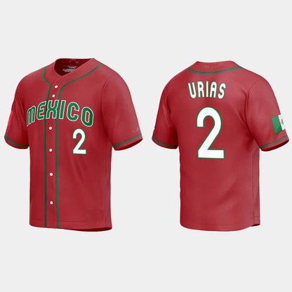 #2 LUIS URIAS MEXICO BASEBALL 2023 WORLD BASEBALL CLASSIC REPLICA JERSEY ¨C RED Stitches Baseball Jerseys
