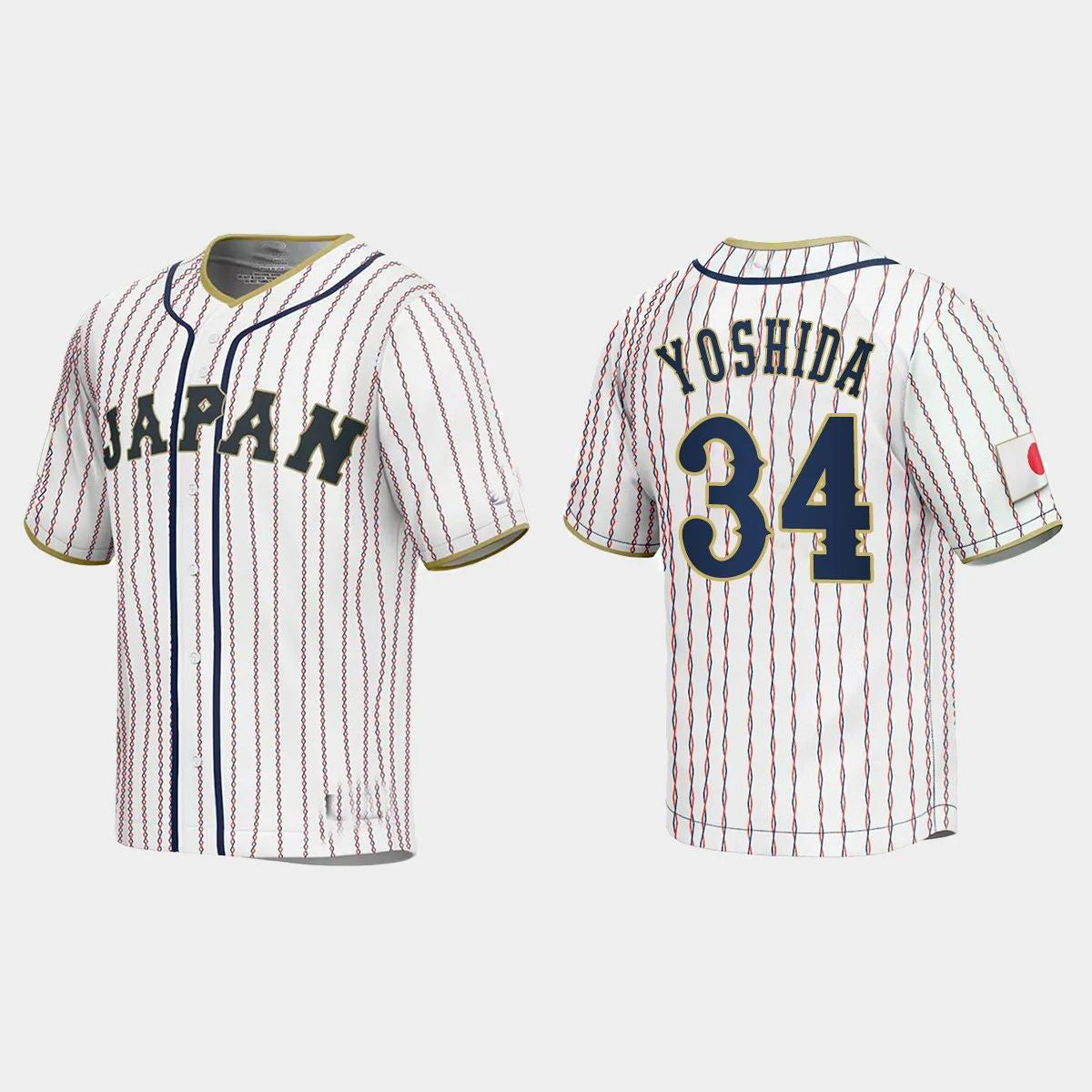 #34 MASATAKA YOSHIDA JAPAN BASEBALL 2023 WORLD BASEBALL CLASSIC JERSEY ¨C WHITE Stitches Baseball Jerseys