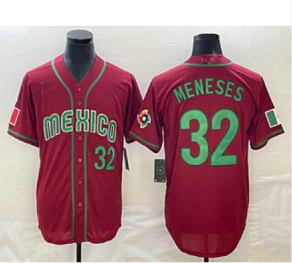 Mexico Baseball #32 Joey Meneses Number 2023 Red World Classic Stitched Jersey Baseball Jerseys