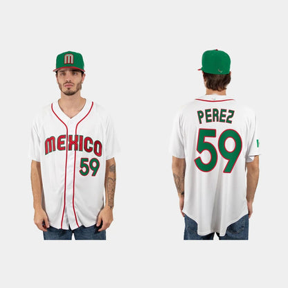 #59 OLIVER PEREZ MEXICO BASEBALL 2023 WORLD BASEBALL CLASSIC JERSEY ¨C WHITE Stitches Baseball Jerseys