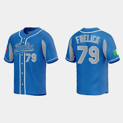 #79 SAL FRELICK ITALY BASEBALL 2023 WORLD BASEBALL CLASSIC JERSEY ¨C ROYAL Stitches Baseball Jerseys