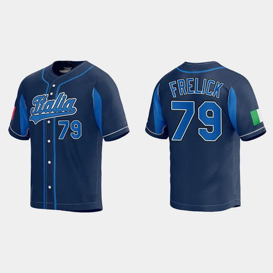 #79 SAL FRELICK ITALY BASEBALL 2023 WORLD BASEBALL CLASSIC JERSEY ¨C ROYAL Stitches Baseball Jerseys