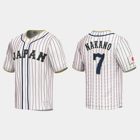 #7 TAKUMU NAKANO JAPAN BASEBALL 2023 WORLD BASEBALL CLASSIC JERSEY ¨C WHITE Stitches Baseball Jerseys