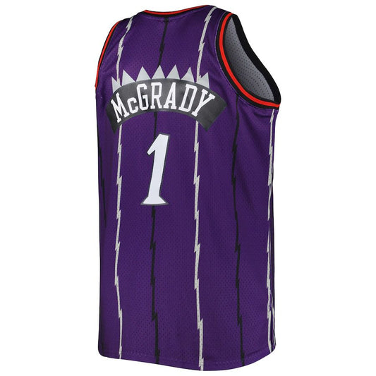 T.Raptors #1 Tracy McGrady Mitchell & Ness Big & Tall Hardwood Classics 1998-99 Swingman Jersey Purple Stitched American Basketball Jersey