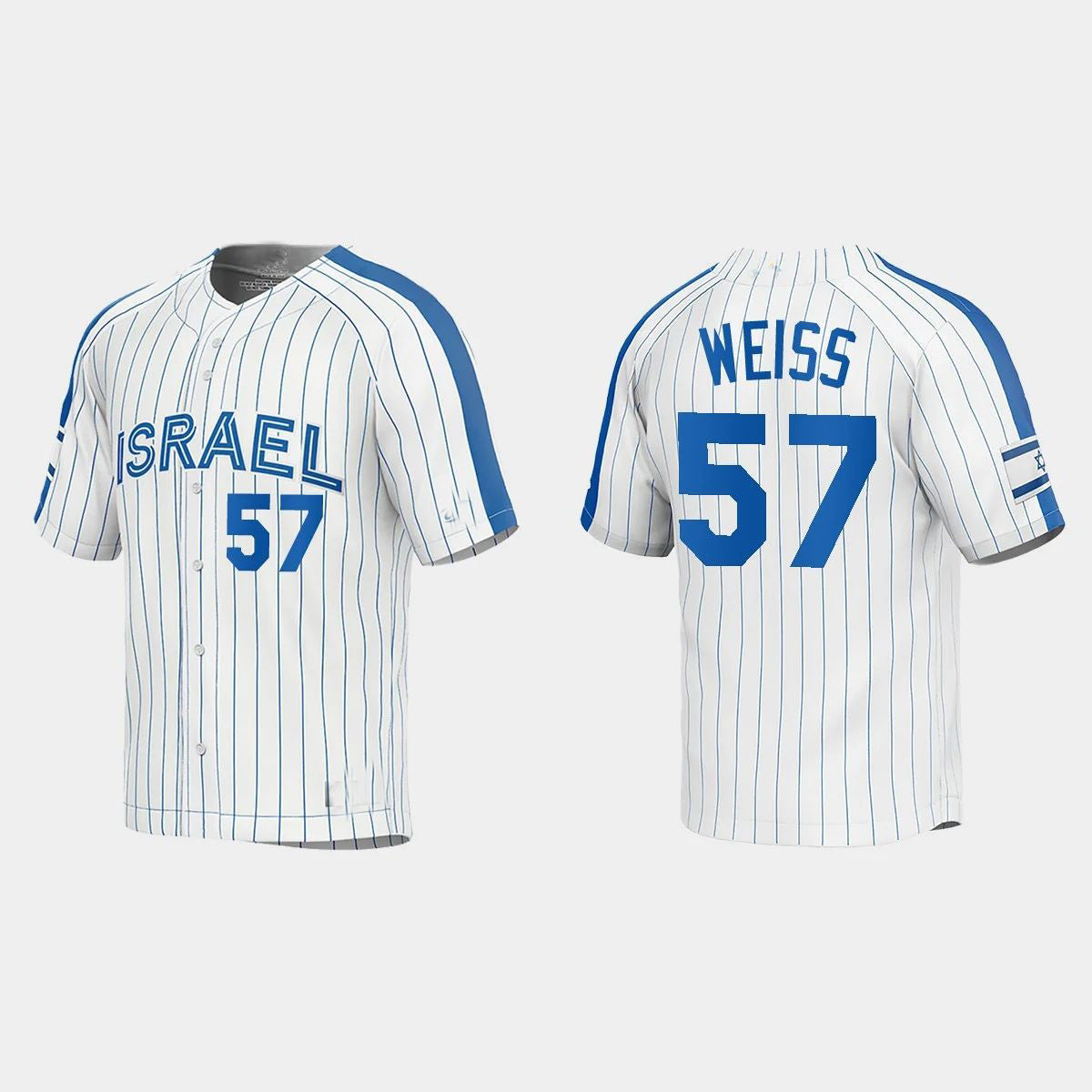 #57 ZACK WEISS ISRAEL BASEBALL 2023 WORLD BASEBALL CLASSIC JERSEY ¨C WHITE Stitches Baseball Jerseys