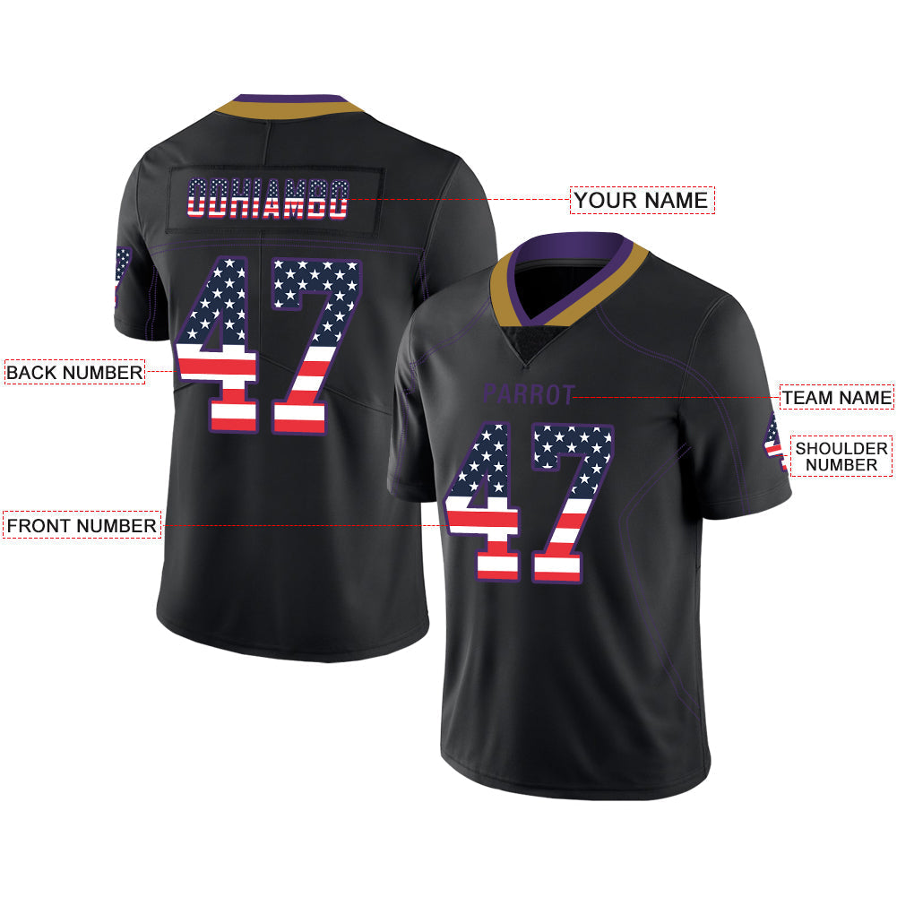 Custom B.Raven Stitched American Football Jerseys Personalize Birthday Gifts Black Jersey